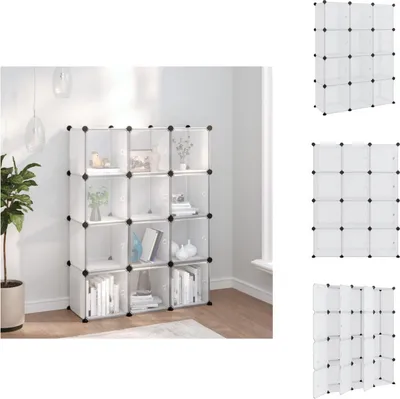Produktbild von vidaXL Regalsystem mit 12 Würfeln und Türen Transparent PP -  Schuhregale & -schränke
