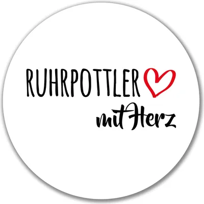 Produktbild von Huuraa Aufkleber Ruhrpottler mit Herz 10cm rund Sticker Geschenkidee