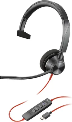 Obrázek produktu pro HP Poly Monaurální náhlavní souprava Poly Blackwire 3310 USB-C s certifikací Microsoft Teams + adaptér USB-C/A, Kabel, Business/Everyday, 103 g, Sluchátka s mikrofonem, Černá