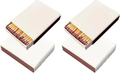 Produktbild von jameitop® 4 Packungen King Size 55 MM Streichhölzer OHNE Druck/WEIß Schachteln zum Gestalten, brauner Zündkopf, 240 Zündhölzer im Set