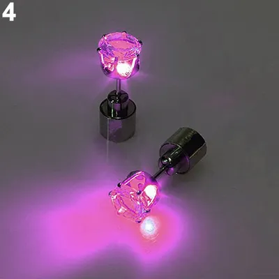 Produktbild von Mode Frauen LED Leuchten Strass Ohr Stud Ohrring Party Tanz Weihnachten Schmuck-Rosa