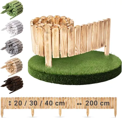 Produktbild von Rollborder Holz - 6 Farben - Höhe 20cm 30cm 40cm - gebrannt braun 20 x 200cm - flexible Baumumrandung - Beeteinfassung - Rasenkante