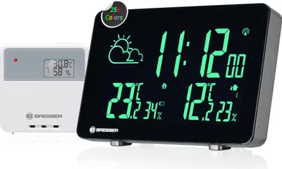 Obrázek produktu pro Bezdrátová meteorologická stanice Bresser s měnícími se barvami, 256 barvami displeje, předpovědí počasí, termo-hygrometrem, výstrahou před mrazem, synchronizací času DCF, pro domácnost i kancelář