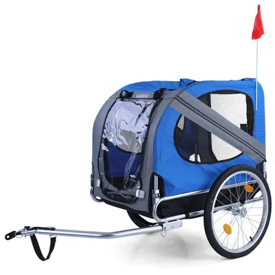 Fahrrad Anhänger / Hunde Anhänger klappbar bis 40Kg in BLAU Top Qualität – Produktansicht