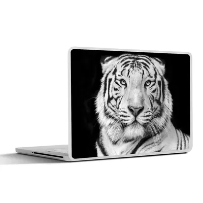Produktbild von MuchoWow® Laptop Aufkleber Sticker Cover Tiger - Schwarz - Weiß - Porträt - Tiere 36.5x27.5 cm - Laptop-Sticker