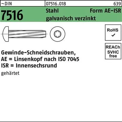 Produktbild von Reyher  Gew-Schneidschrauben DIN 7516 St. AE M 5x16 -T25 vz (1000 Stück)