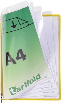 Produktbild von Sichttafel Foldfive A4 mit 5 Sichttaschen VE=5 Stück gelb