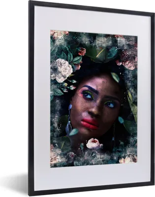 Produktbild von MuchoWow® MuchoWow® Gerahmtes Poster Frau - Abstrakt - Farben 30x40 cm - Poster mit zchwarzem Bilderrahmen - Wandposter Schlafzimmer
