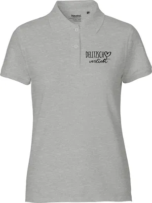 Produktbild von Huuraa Damen Polo Shirt Delitzsch verliebt XL Sport Grey Bio Baumwolle Fairtrade Poloshirt Geschenkidee