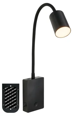 Image de Briloner Lampe de lecture LED rechargeable 7x51x4,5 cm 2 W 150 lm 3000 K blanc chaud intensité variable noir - Applique murale chambre bureau