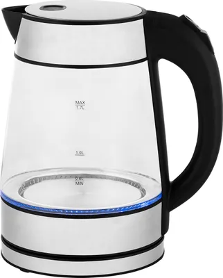 Produktbild von KitchenBrothers Wasserkocher - Glas - Elektrisch - 1,7L - Retro - mit LED - 2200W - Glaswasserkocher - Edelstahl