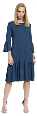 Produktbild von Damen Glockenkleid Kleid Elegant Langarm Mittellang; Dunkelblau S