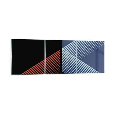 Produktbild von Bilder auf glas - 3 Teile - Abstraktion Schwarz Blau - 150x50cm - Glasbilder - Wandbilder - Bilder - zum Aufhängen bereit - Wanddekoration aus Glas - Glas Bilder - Wandbild auf Glas - GCA150x50-4458