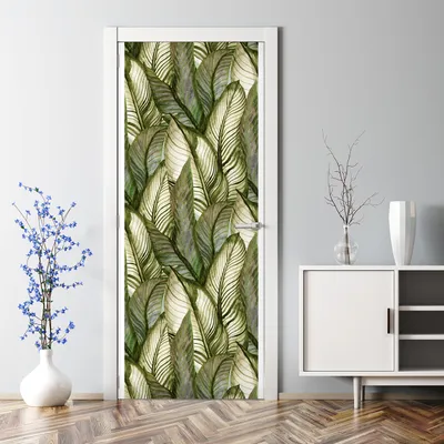 Produktbild von Dekorative Türaufkleber Aaufkleber selbstklebend Tapete Türtapete Große grüne Blätter 77 x 200 cm