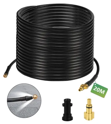 Produktbild von Ikodm Rohrreinigungsschlauch Set Abflussreiniger 20 m 180 bar, Hochdruckreiniger Zubehör mit M22 Adapter, 4 Rückstrahldüsen, für Abflussrohr & Regenrinne