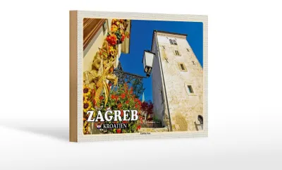 Obrázok produktu pre Holzschild: Cestovanie s výhľadom na Záhreb