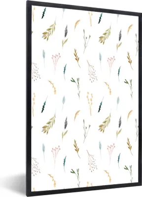 Produktbild von MuchoWow® MuchoWow® Gerahmtes Poster Blumen - Pastell - Collage 60x90 cm - Poster mit zchwarzem Bilderrahmen - Kunst