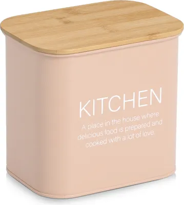 Produktbild von ZELLER 19407 Vorratsdose KITCHEN 2300 ml aus Metall, mandel mit Bambusdeckel
