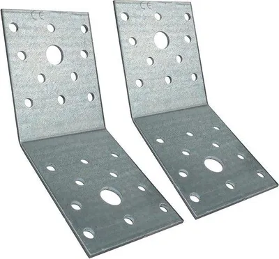 Immagine prodotto di Set di piastre di montaggio, 2 pezzi, 135°, per telai di finestre a sezione quadrata/angolari, acciaio zincato Z275, 22 fori, 70x70x55 mm