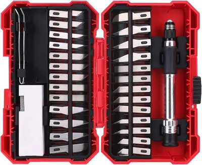 Productafbeelding van Basics Hobbymessenset - Precisie - Gemaakt van hout - 29-delig - Rood