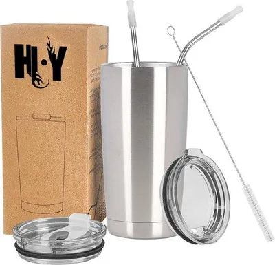 Obrázek produktu pro 20 oz cestovní hrnek z nerezové oceli, stříbrný, vakuově izolovaný