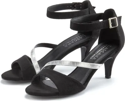 Produktbild von LASCANA Sandalette offener Schuh, Riemchensandalette, Sommerschuh schwarz-silberfarben Größe 42