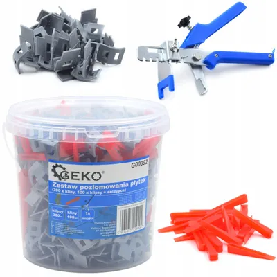 Produktbild von GEKO Fliesen-Nivelliersystem 300 Clips 100 Keile 1,2 mm Zange