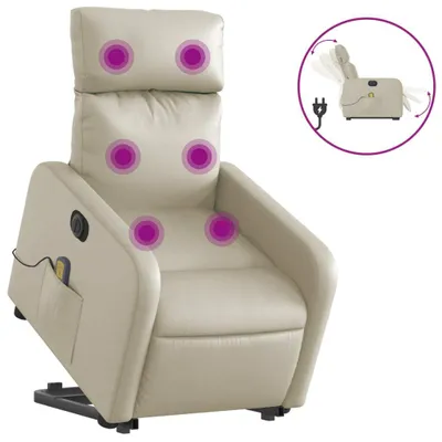 Produktbild von VidaXL 3206771, Kunstleder, Cremefarben, Schaum, 110 kg, 50 cm, 55,5 cm