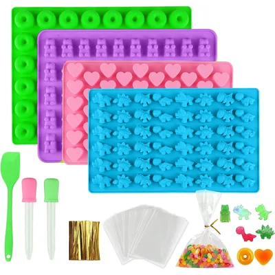 Produktbild von 8-tlg Silikonform Set DIY 3D: Schokolade, Seife, Hundekuchen, Eiswürfel, inkl. Tropfer und Bonbontüten，BPA-frei Schokoladenform