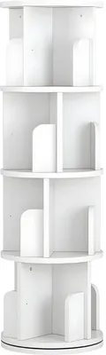 Produktbild von 360° Drehbares Bücherregal Holz – 4 Ebenen Standregal Eckregal – Weiß – Platzsparendes Rotierendes Bücherregal