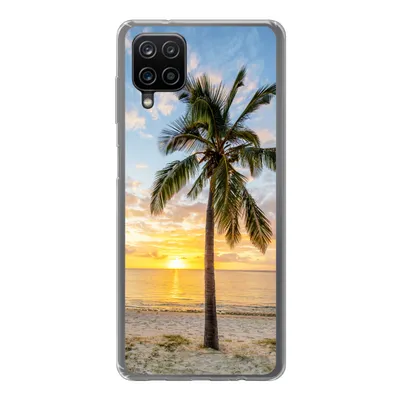 Produktbild von MuchoWow® Handyhülle Schutzhülle Hülle für Samsung Galaxy A12 Strand - Palme - Sonnenuntergang Silikon Softcase Handy Hülle - Bild