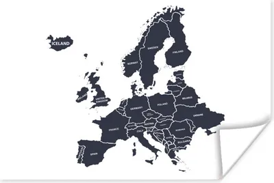 Produktbild von MuchoWow® Poster Karte - Europa - Blau 30x20 cm - Plakate - Print