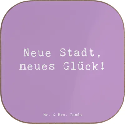 Produktbild von Mr. & Mrs. Panda Untersetzer für Gläser Spruch Umzug neue Stadt - Lavendeltraum - Geschenk, gläseruntersetzer, Hoffnung, Neuanfang, Trost, Kapitel, Tischschoner, Coaster