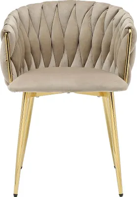Produktbild von 2er Set Stühle aus Velours und goldenem Metall - Beige - ELEGANO