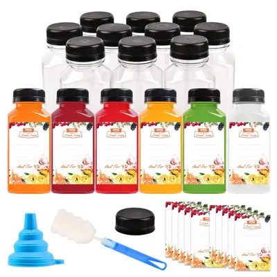 Produktbild von Set mit 10 wiederverwendbaren Kunststoffflaschen à 250 ml für Saft und Smoothies