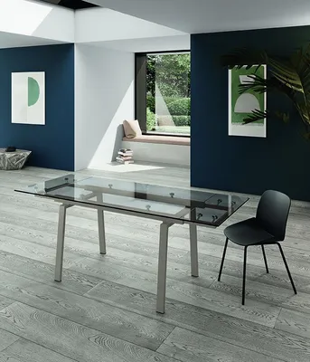 Immagine prodotto di Tommy - Tavolo allungabile (140/200 x 80 cm) in vetro temperato tortora