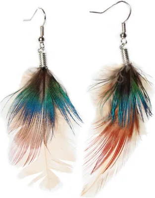 Produktbild von 1 Paar Feder Ohrhänger Boho Ohrringe in der Farbe Beige