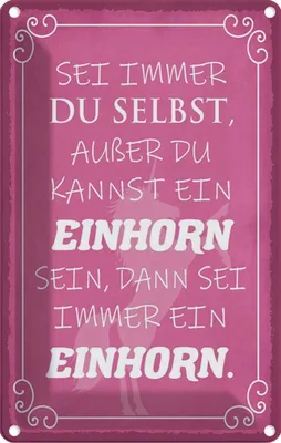 Produktbild von vianmo Blechschild 18x12 cm Einhorn sei immer du selbst Dekoration Spruch Zitat