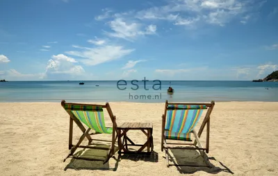 Produktbild von ESTAhome Fototapete Strand-Motiv Blau und Beige 450 x 279 cm
