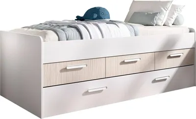 Image de Aftro - Lit pour Enfants, Blanc, Rangement