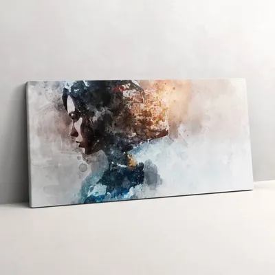 Produktbild von Abstraktes gemaltes Porträt einer Frau – Leinwandbild Wandbild – 100x50 cm – Leinwandbilder – Wandbilder – Schlafzimmer – Flur