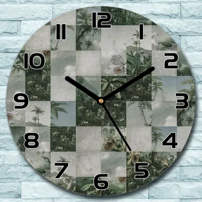 Produktbild von Wanduhr aus Glas Rund fi 30 Tropische Kunst Quarz Deko Schlafzimmer Büro