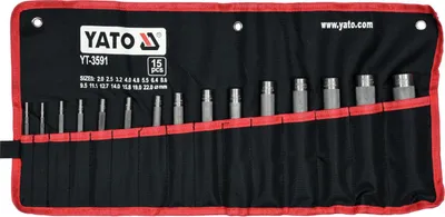 Produktbild von Yato YT-3591, Lochstanz-Set, Kohlenstoffstahl, Leder, Silber, 15 Stück(e)