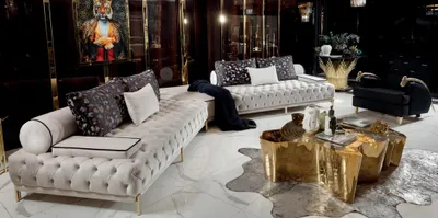 Produktbild von Set 3tlg Esksofa Sessel Couchtisch Wohnzimmer Stoff Holz Modern Luxus Polster