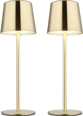 Produktbild von 2er Set LED Tischleuchte, gold, Metall, Akku, Touchdimmer, H 28 cm