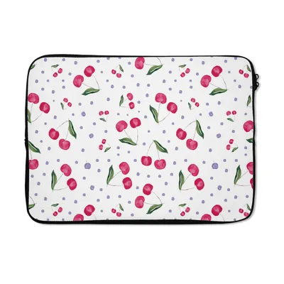 Produktbild von MuchoWow® Laptop Hülle 13 Zoll Kirschen - Obst - Weiß Laptoptasche - Laptophülle - Sleeve - Rundumschutz