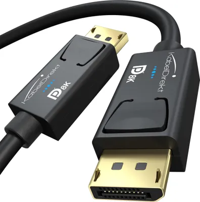 Produktbild von KabelDirekt – 8K DisplayPort Kabel & DP Kabel, offizielle VESA – 1m – in Deutschland entwickelt (für DP 1.4 Gaming-PC/Laptop/Grafikkarte/Monitor mit 4K@120Hz, 144Hz/165Hz/240Hz)
