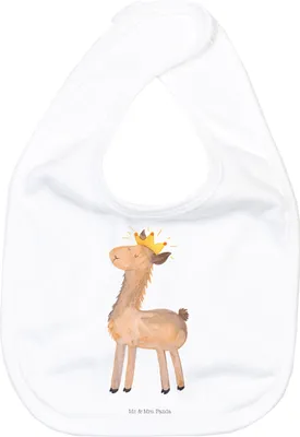 Produktbild von Mr. & Mrs. Panda Lätzchen Lama König - Weiß - Geschenk, Für Babys, Schlabberlatz, Chef, Abitur, Freundin, Sabber, Lamas, Papa, Babylätzchen, Sabberlätzchen