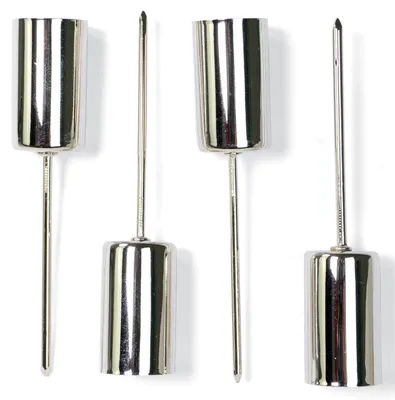 Produktbild von Stabkerzenhalter Silberfarben 2,3 x 11 cm aus Metall - 4er Set