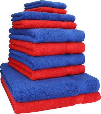 Produktbild von Betz 10-tlg. Handtuch-Set PREMIUM CLASSIC 2 Duschtücher 4 Handtücher 2 Gästetücher 2 Seiftücher  Farbe: royalblau & rot